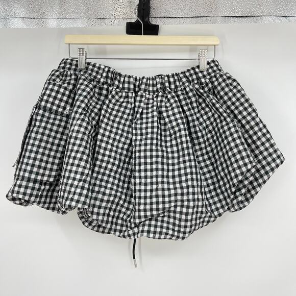 GANNI | NWT Check Mini Bubble Skirt in Black Gingham Taffeta 38 / US 6 - Picture 5 of 14